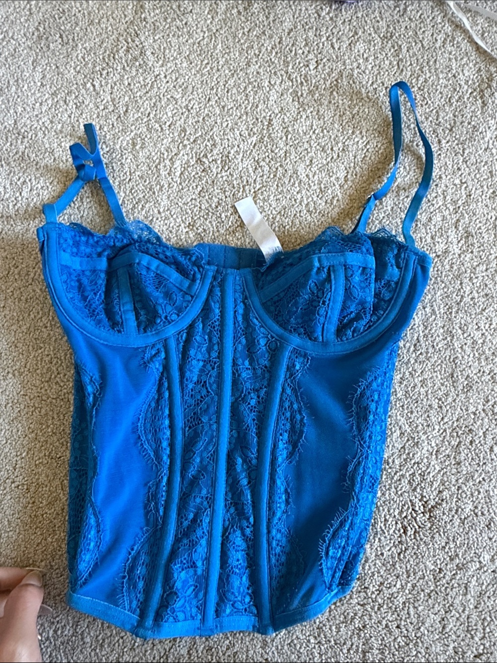 Blue Lace Bustier Top